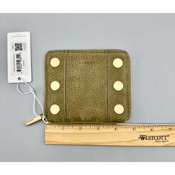 Hammitt 5 North Plume Moss Green Nubuck Leather Compact Zip Around Wallet 16470 - Picture 13 of 15